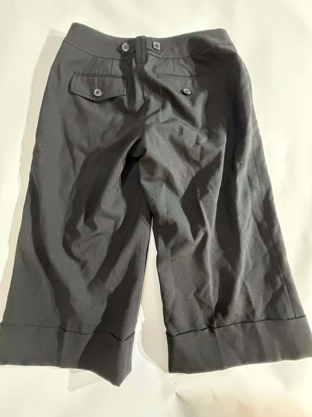 Ann Taylor LOFT Julie Black Cuffed Wide Leg Trouser Pants 0P
